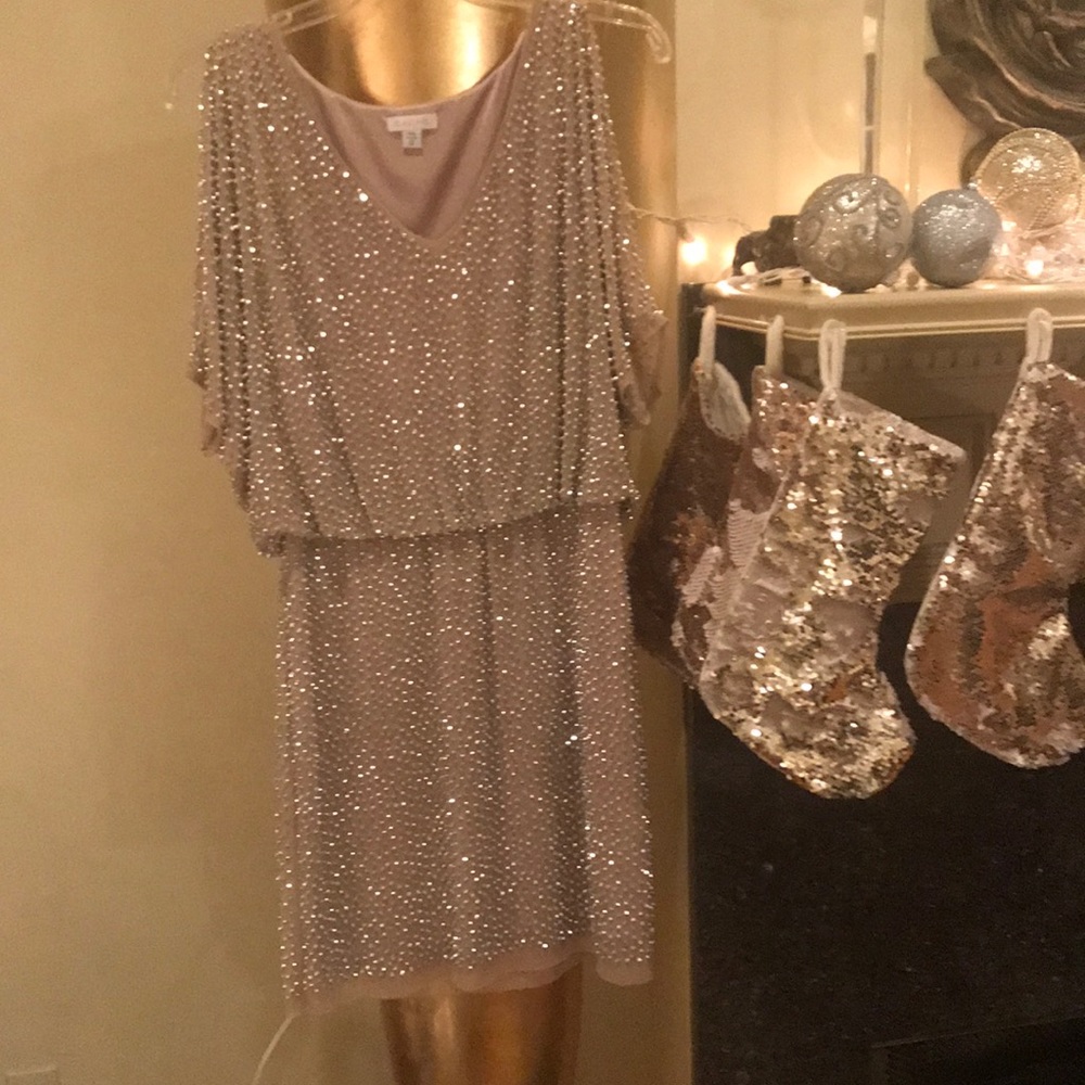 Cache gold beaded dress